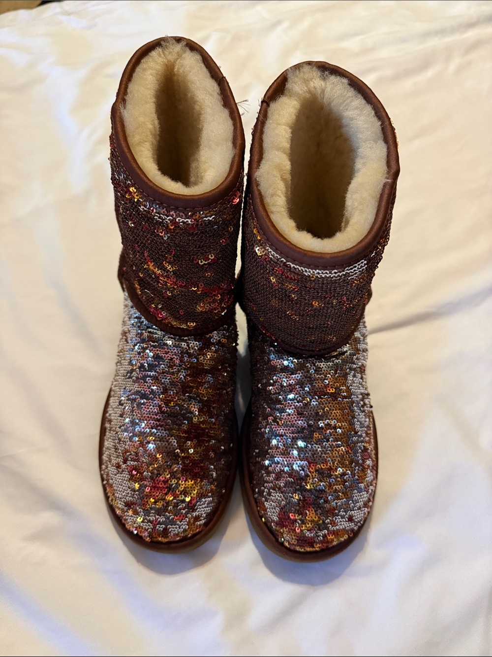 UGG Brown Sequin Shearling Boots